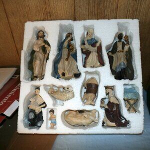 Vintage 1990’s Nativity Set 11 Piece Hand Crafter- Painted Christmas Decoration